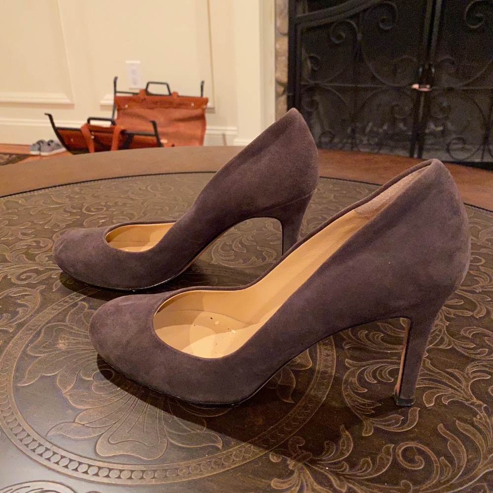 Gray suede heels from Ann Taylor
